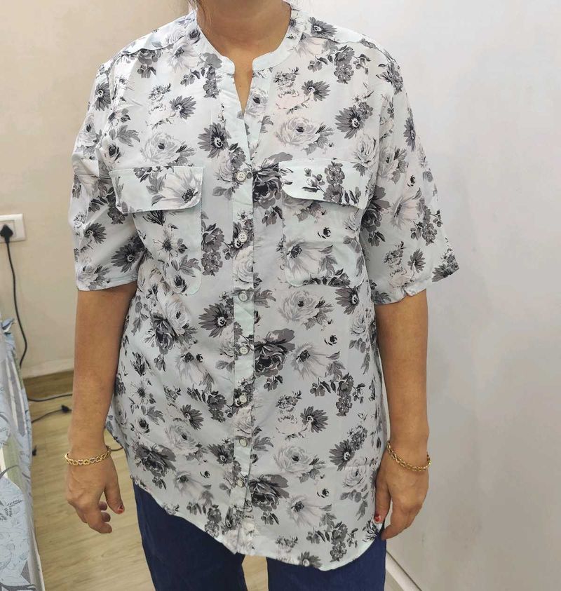 Chic Floral Print Shirt - XXL