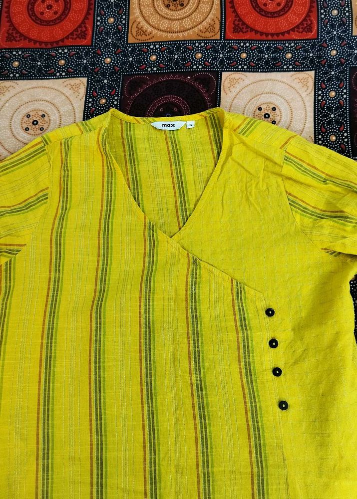 Vibrant Yellow Striped Kurta