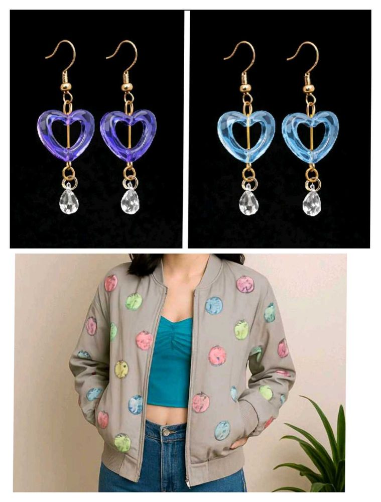 Cute Heart Earrings &amp; Candy Bomb Jacket