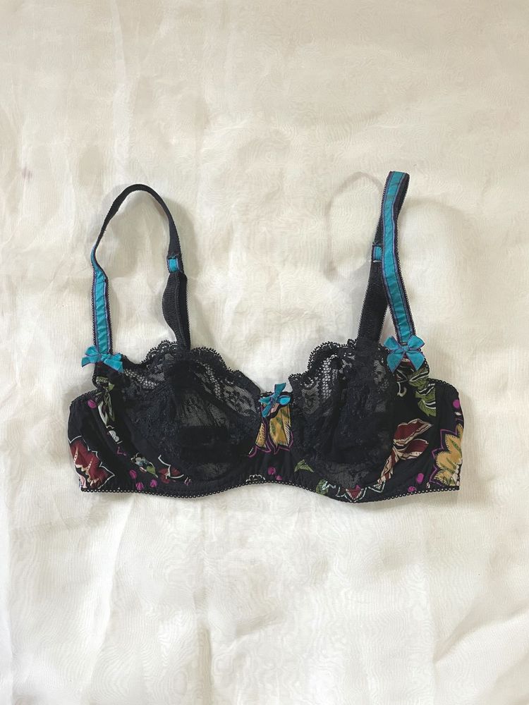Floral Print Lace Bra