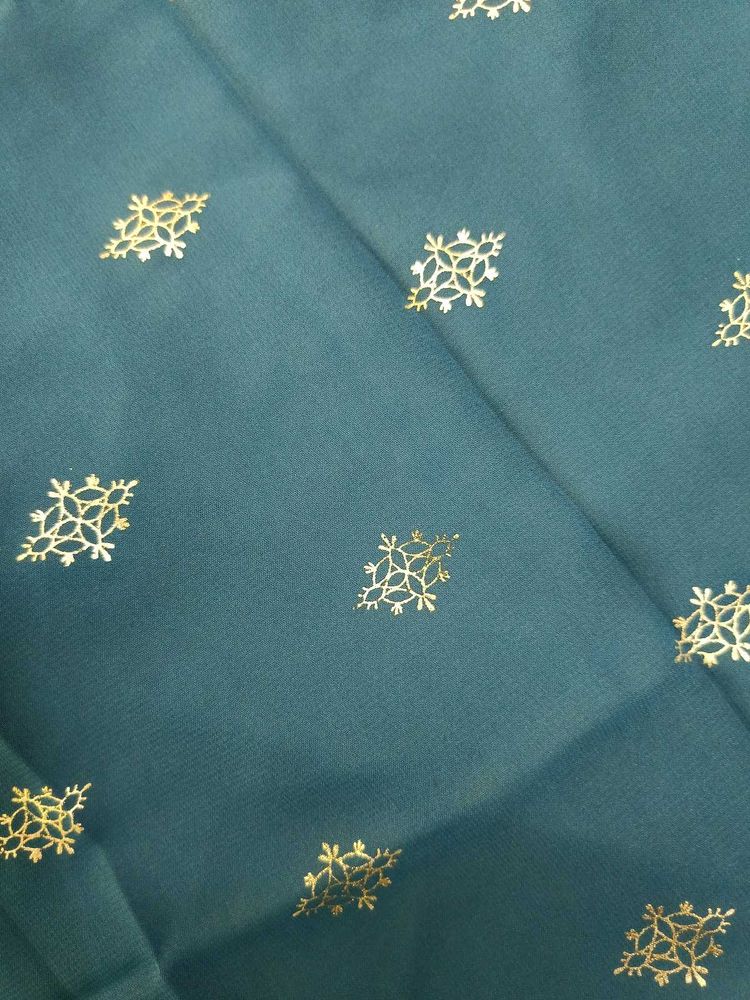 Teal Dupatta with Gold Print