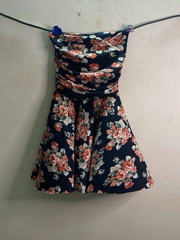 Strapless Floral Fit &amp; Flare Dress