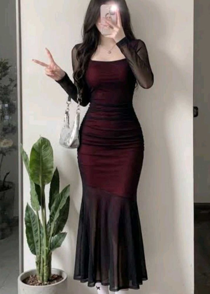 Chic Mesh Ruched Bodycon Dress