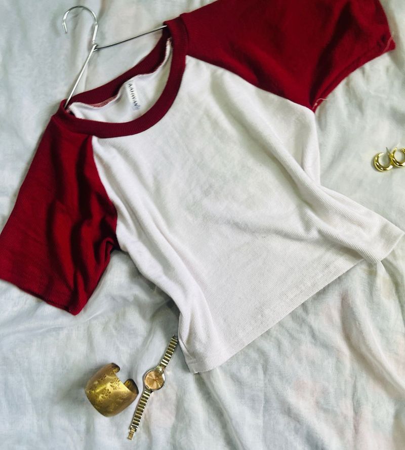 Classic Red &amp; White Baseball Tee
