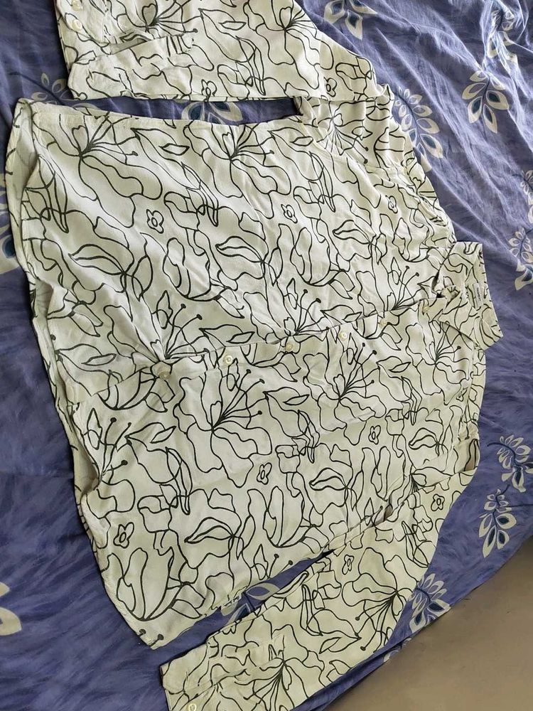 White floral mens shirt