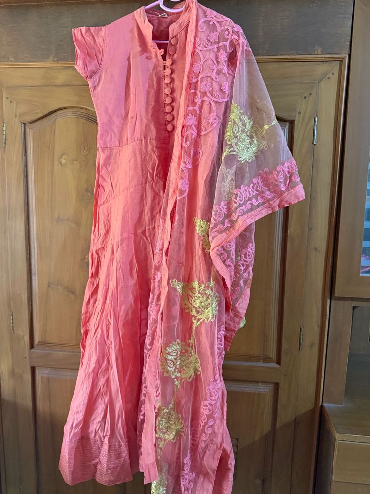 Beautiful Peach Kurta Set with Dupatta