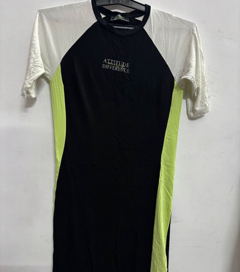 Stylish Color Block T shirt Dress