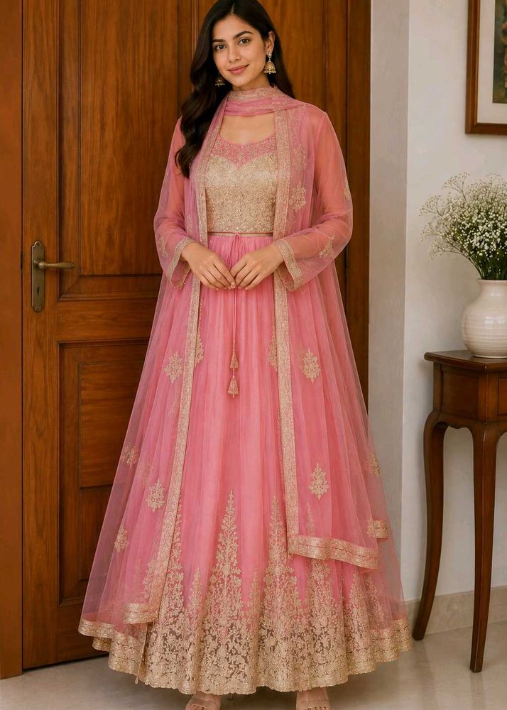 Beautiful Pink &amp; Gold Lehenga Choli
