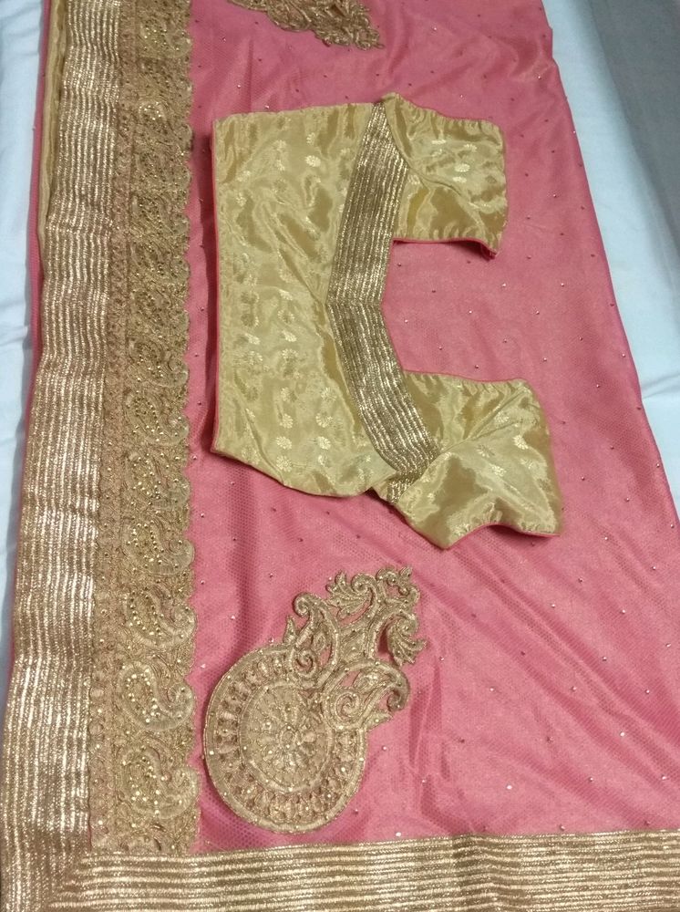Designer saree with stitched blouse