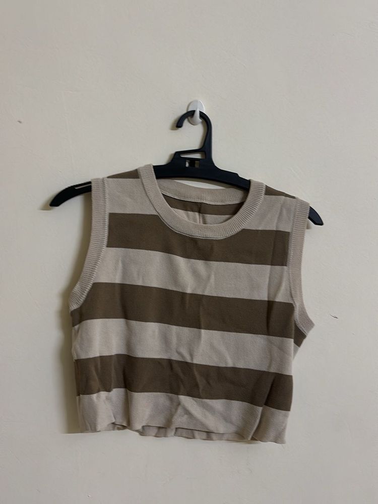 Striped Sleeveless Knit Top