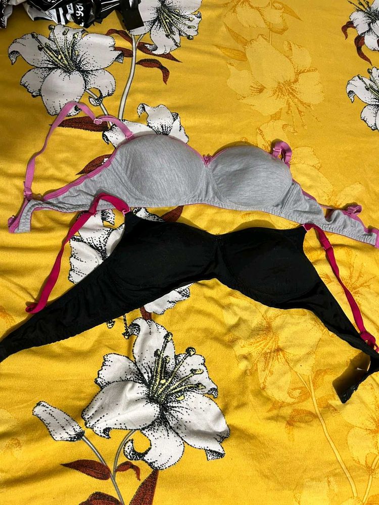 Comfortable Bra Set - Grey &amp; Black