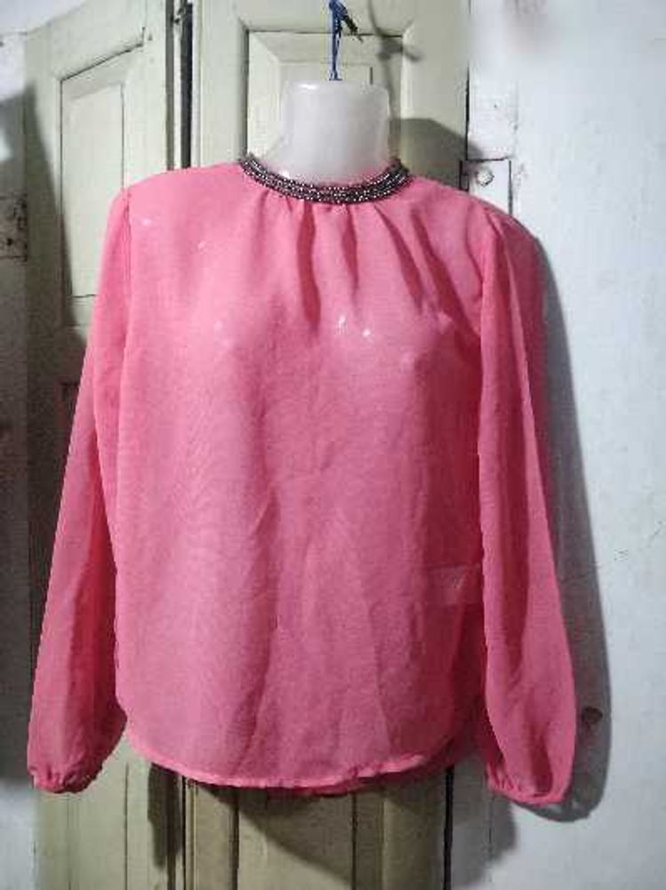 Chic Pink Sheer Blouse