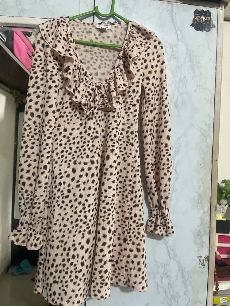 Leopard Print Ruffle Dress