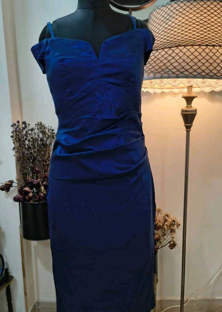 Elegant Royal Blue Ruched Dress