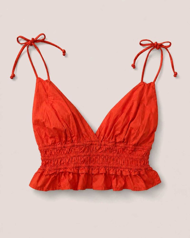 Bright Orange Smocked Top
