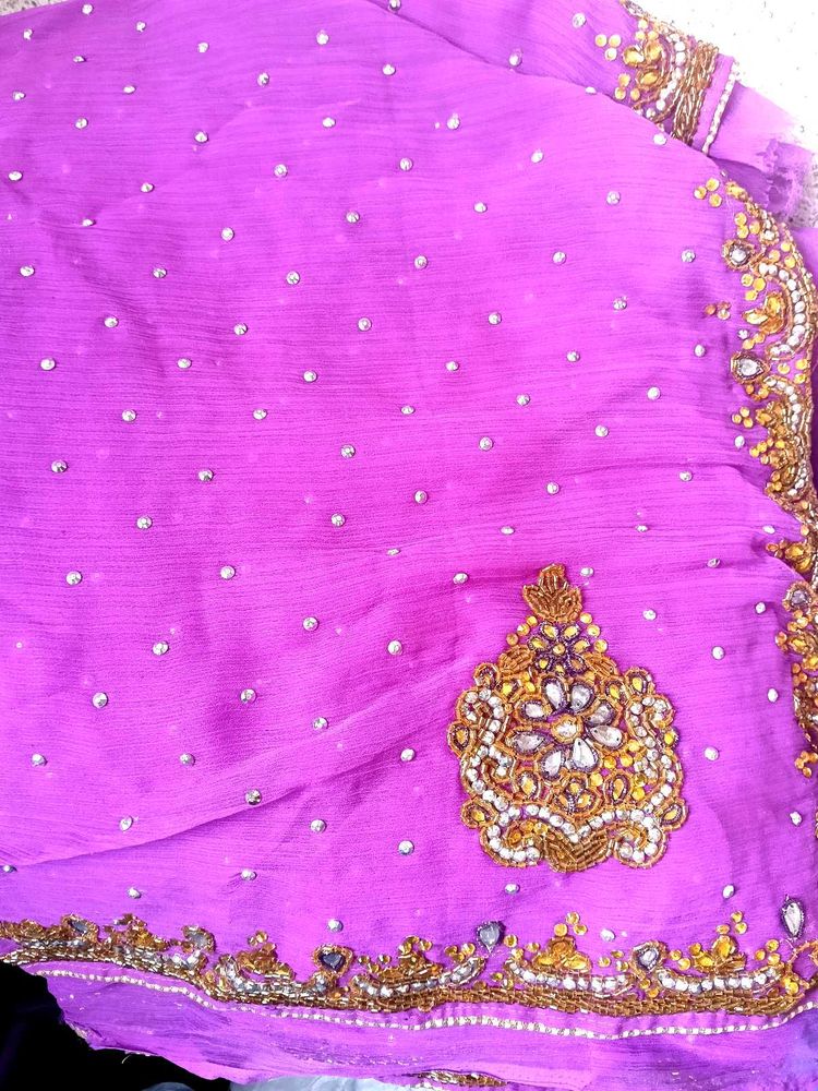 Elegant Purple Saree with blouse piece