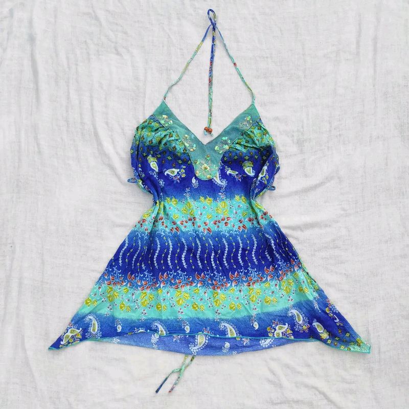 Y2k Fairy Core Beaded Halter Neck Top