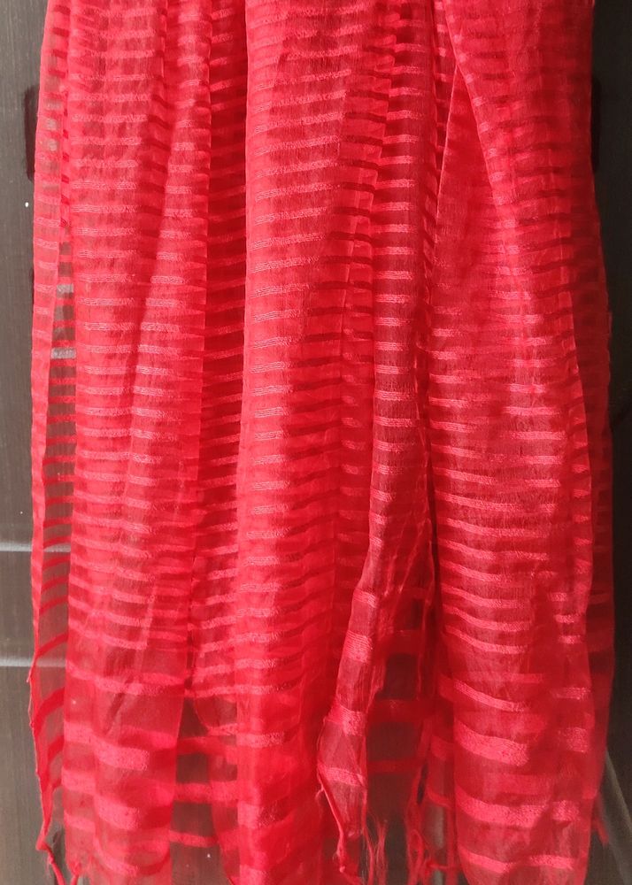 Red Striped Women Dupatta