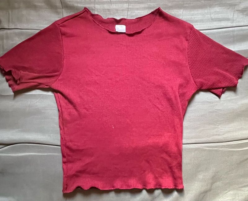 FREE SHIPPING - Burgundy Ribbed Crop Top
