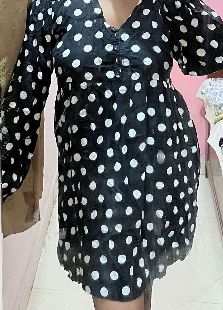 Black Polka Dot Short Dress