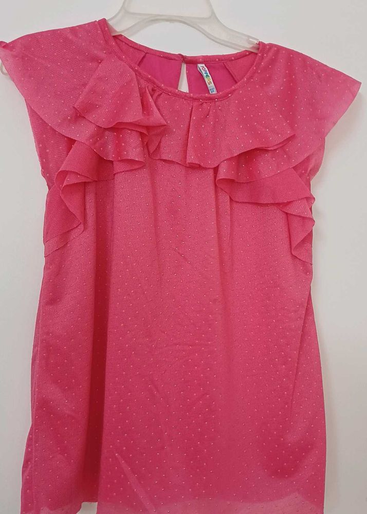 Cute Pink Ruffle Top