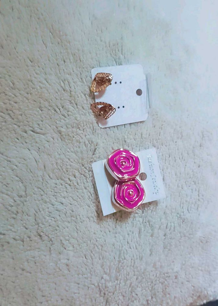 Cute Rose &amp; Geometric Earrings Set