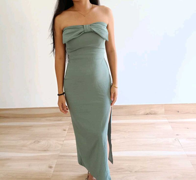 Strapless Bow Detail Mini Dress