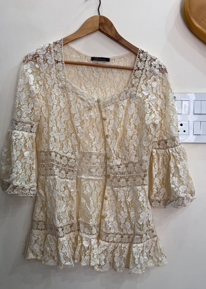 Elegant Lace Bell Sleeve Top