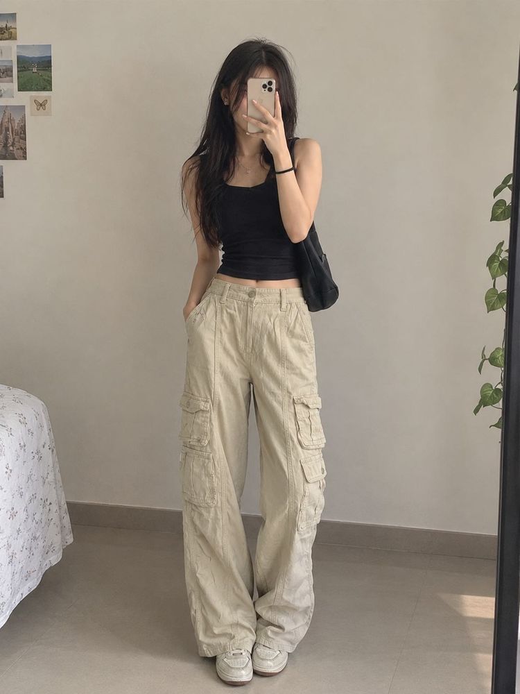 Trendy Beige Cargo Pants