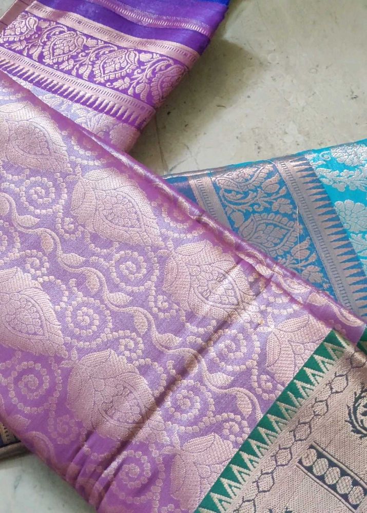 Elegant Banarasi Silk Saree purple green
