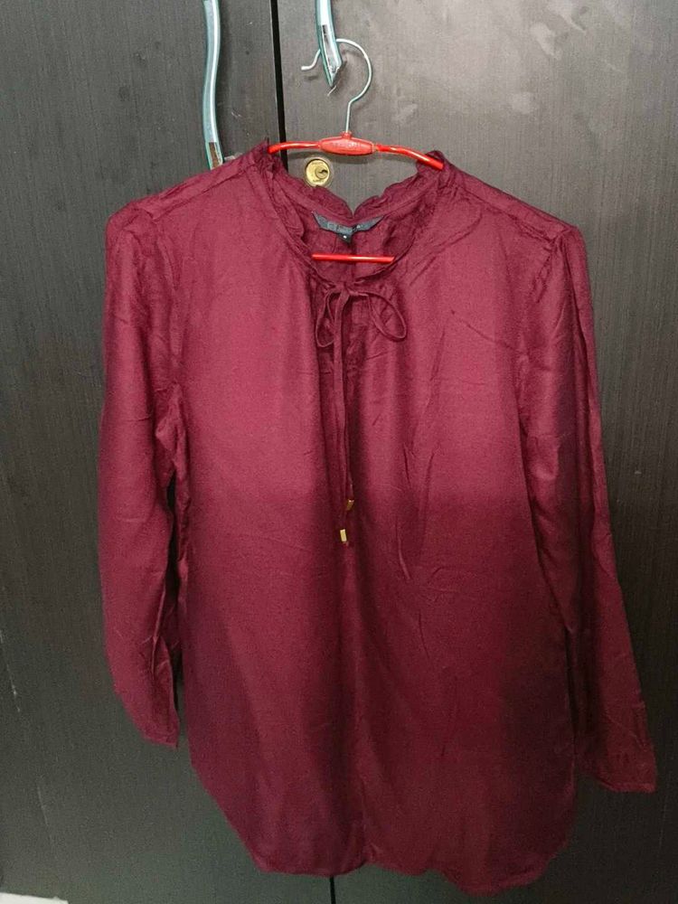 Elegant Maroon Long Sleeve Top