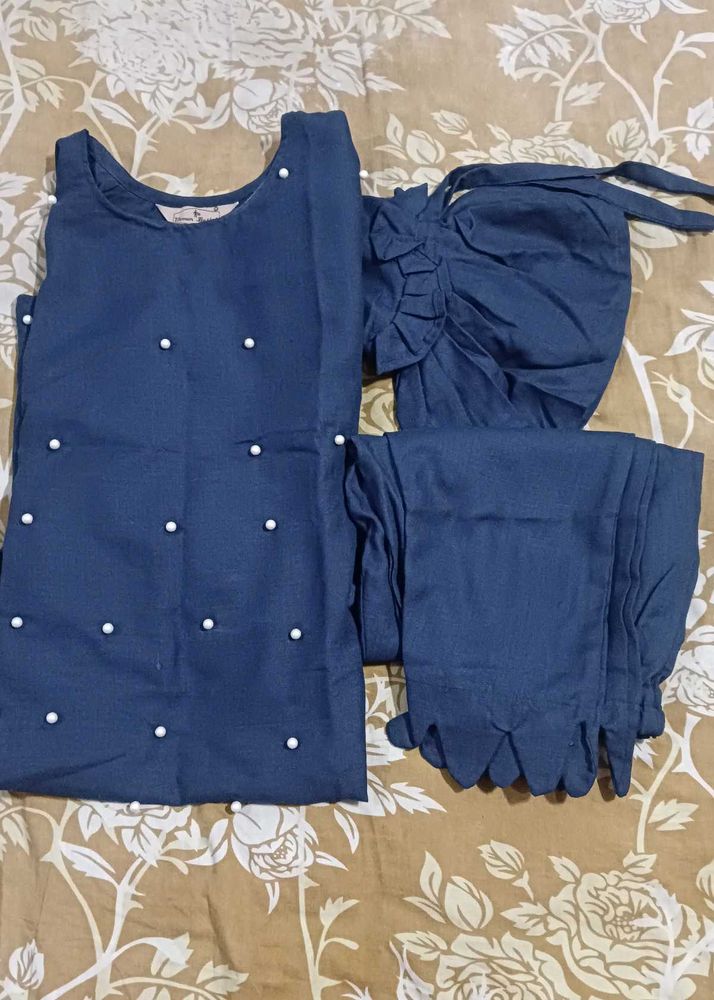 Blue Pearl Embellished Co-ord Set With Des