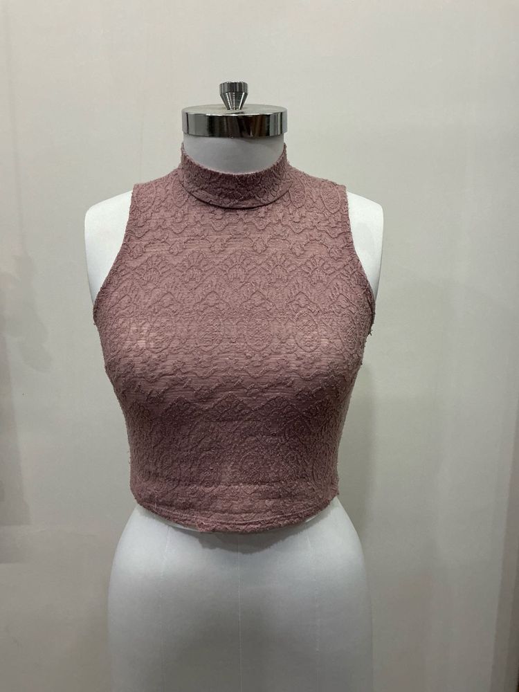 Chic Lace Mock Neck Crop Top