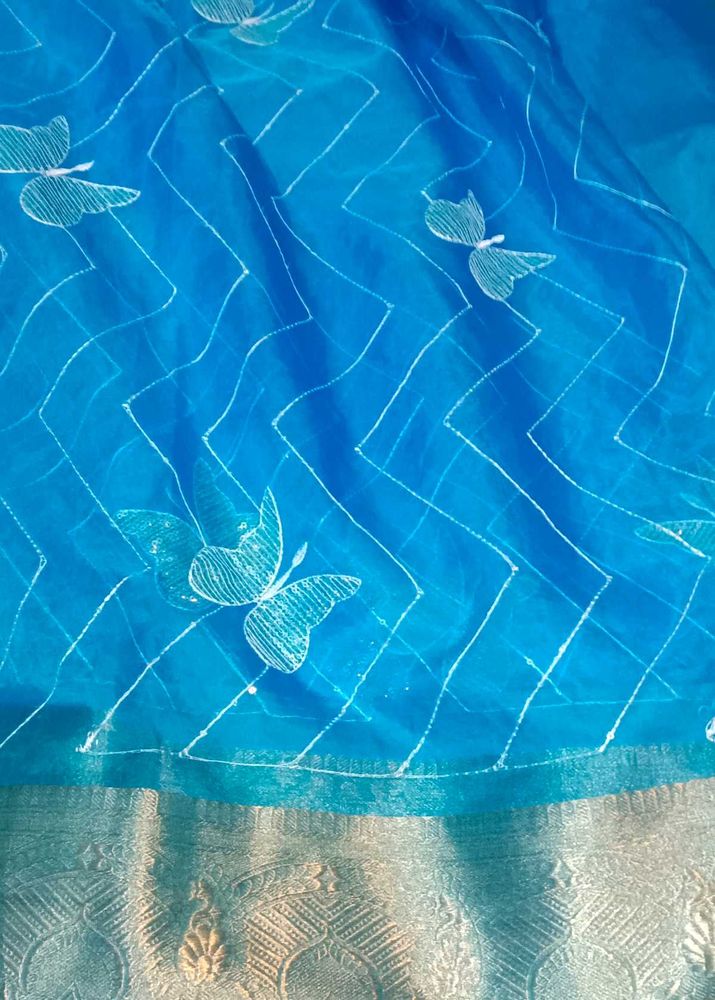 Blue Butterfly Saree