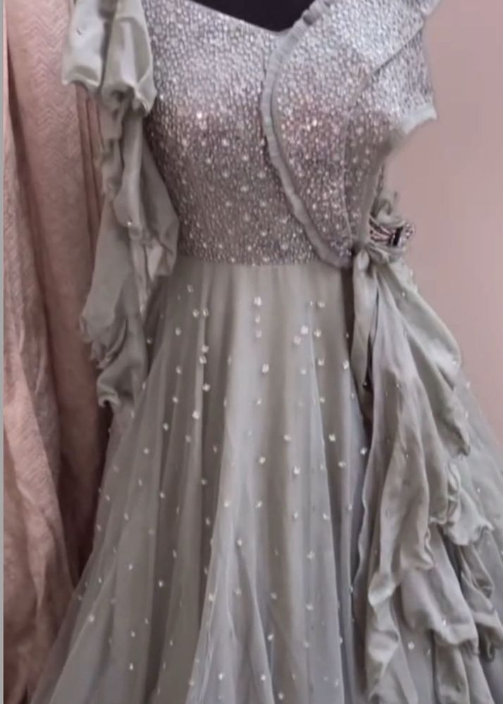Elegant Gray Embellished Dress