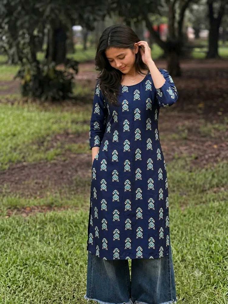 Stylish Blue Printed Kurta