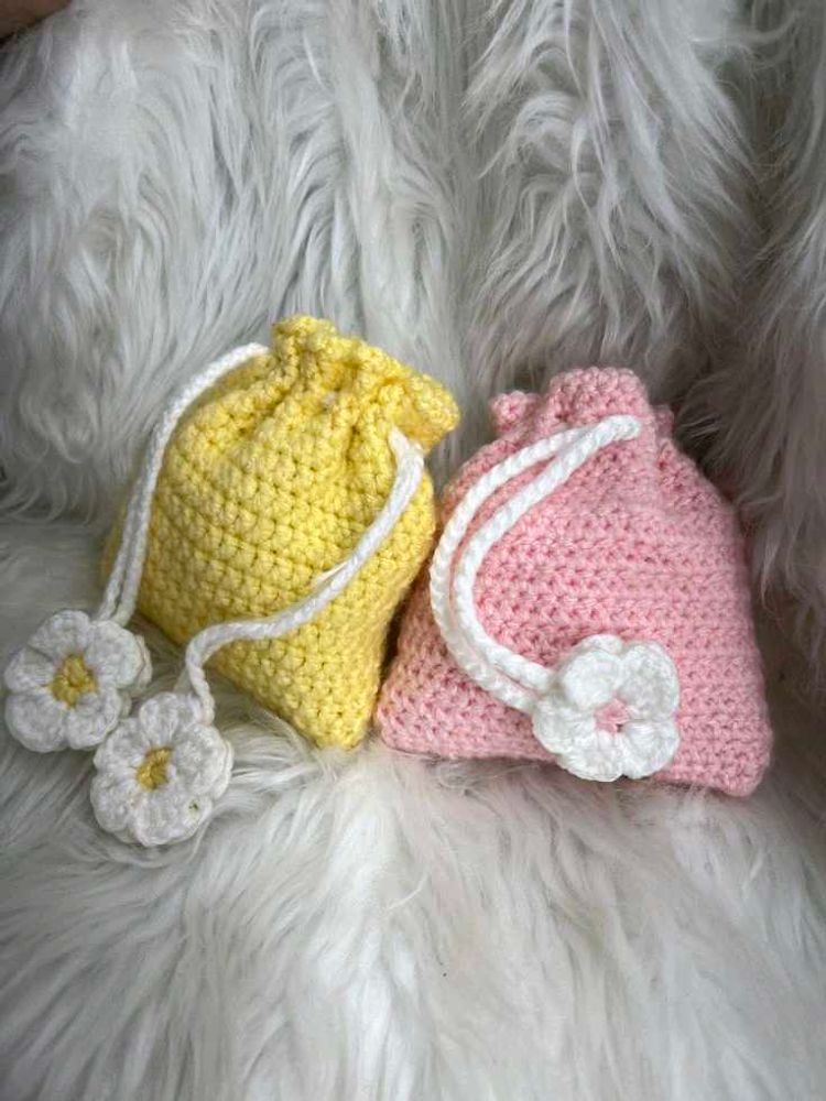 Cute Crochet Drawstring Pouches