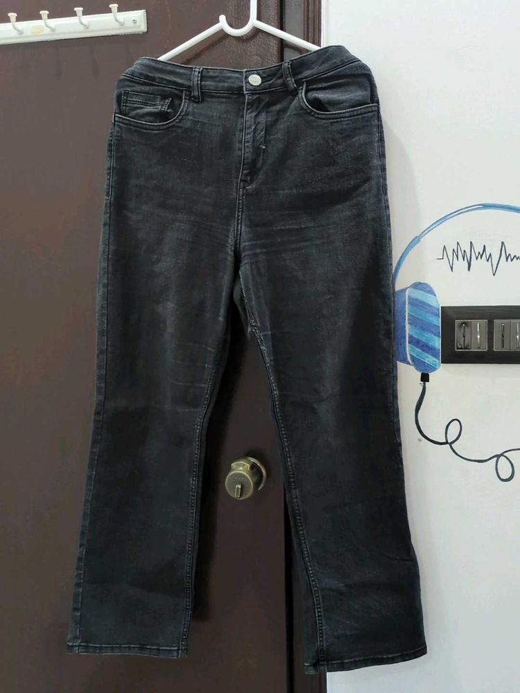 Washed Black Flare Jeans