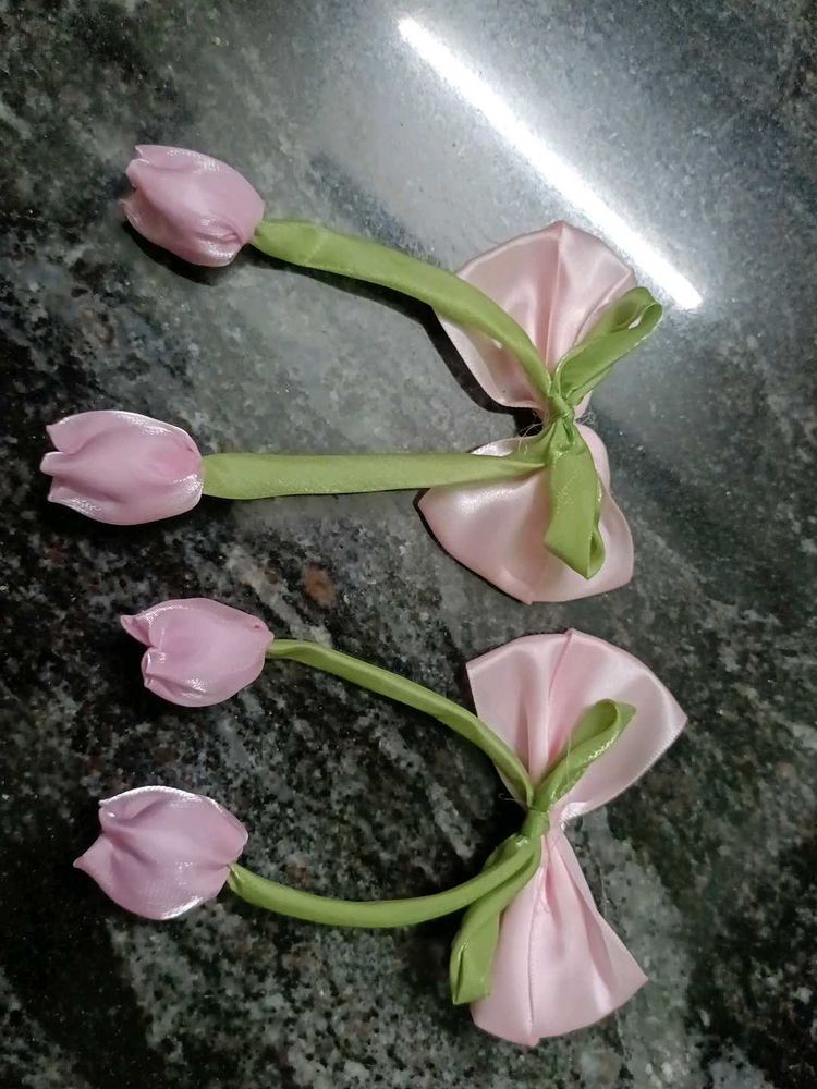 Handmade Pink Tulip Hair Clips