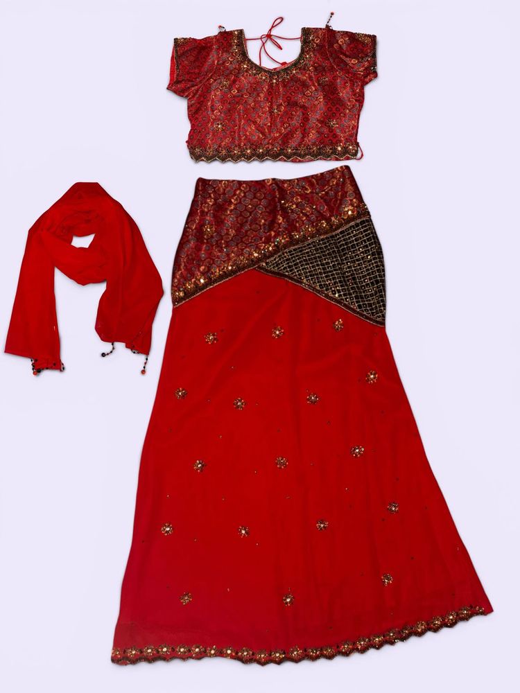Red Embroidered Lehenga Choli Set
