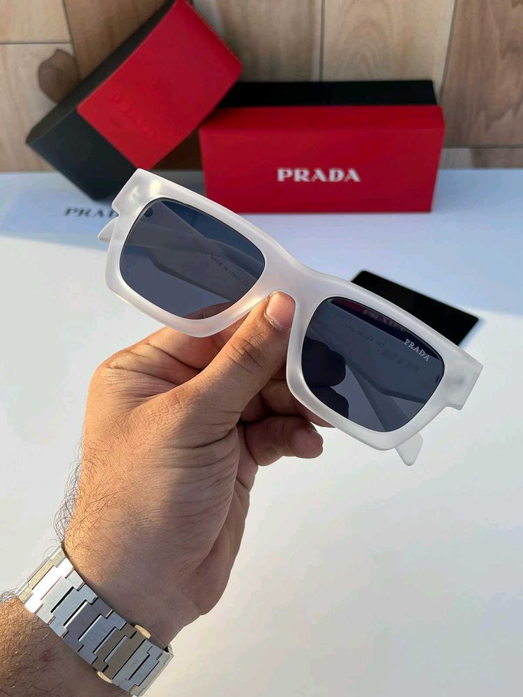 Prada(COPY)White Rectangular Sunglasses FOR UNISEX