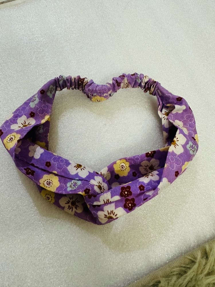 Purple Floral Twist Headband