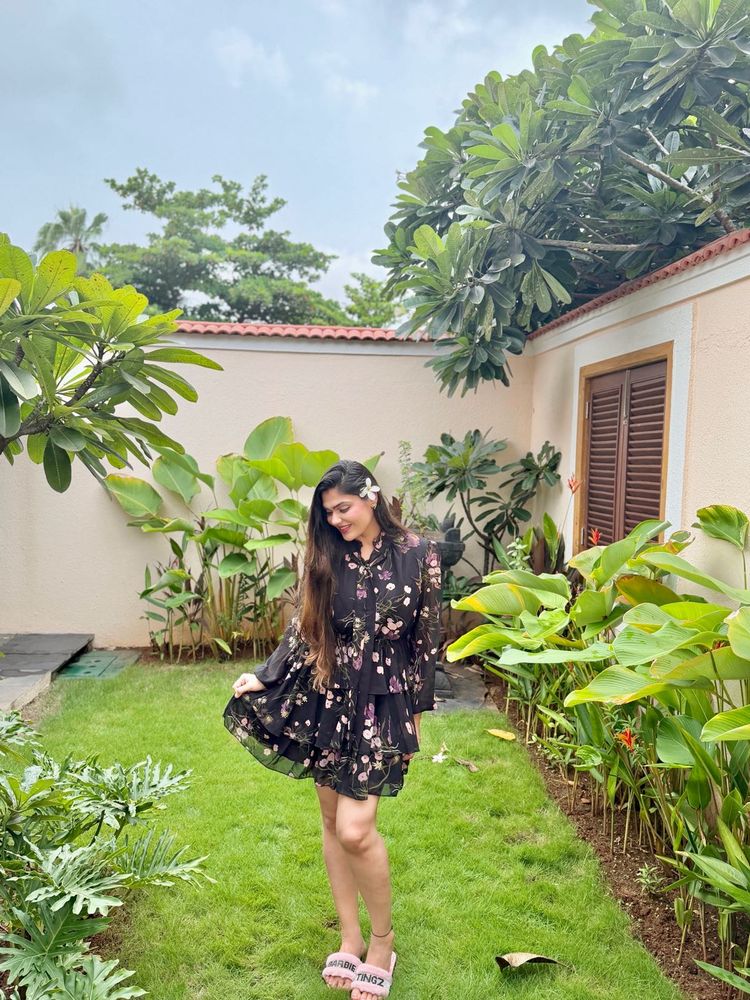 Floral Print Tiered Mini Dress