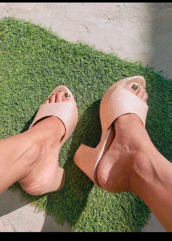 Gold Glitter Flats for women size 36