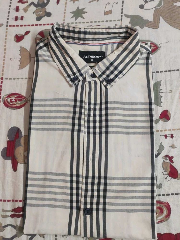 Men's Black &amp; White Checked Altheory Shirt