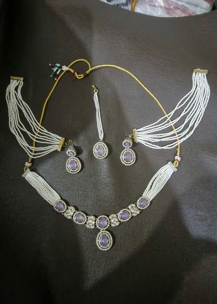 Elegant Pearl &amp; Stone Jewelry Set