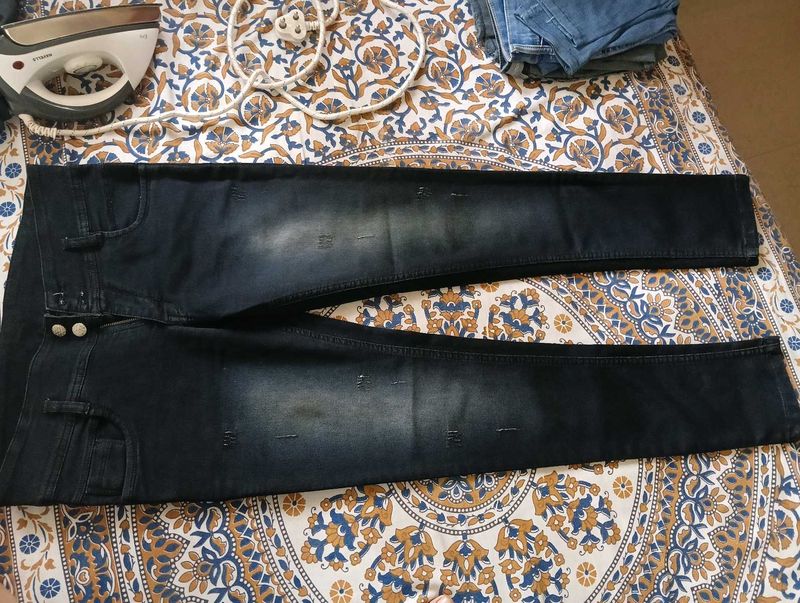 Dark Black Denim Jeans