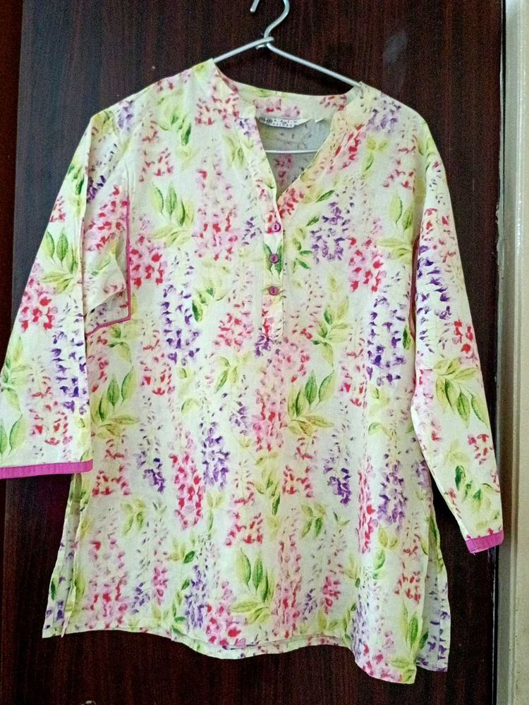 Floral Print Cotton Kurta