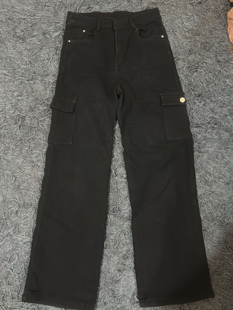 Black Wide Leg Cargo Pants