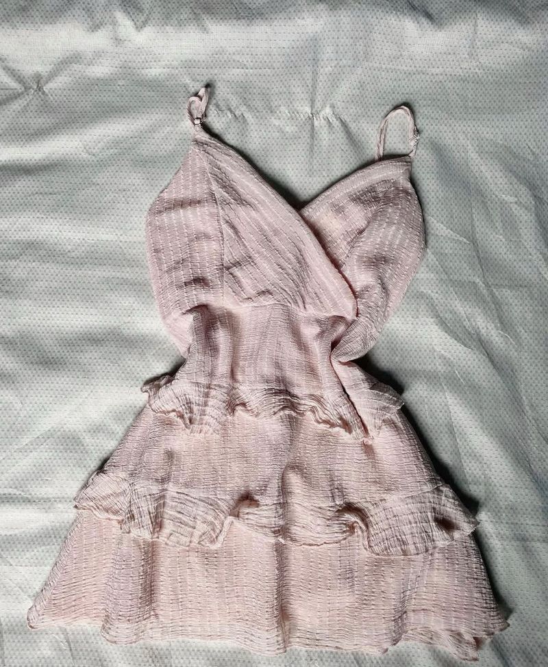 Light Pink Textured Midi Dress